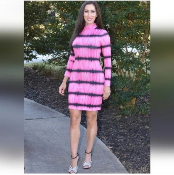 ALICE + OLIVIA Delora Tie Dye Mock Neck  Mini Dress Size 4 - Picture 10 of 14